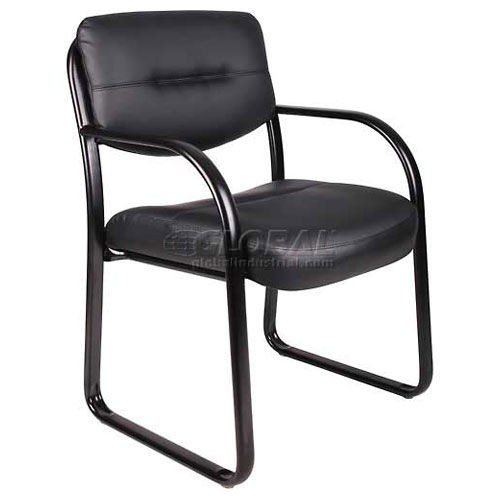 Global Industrial Sled Base Side Chair Leather Black