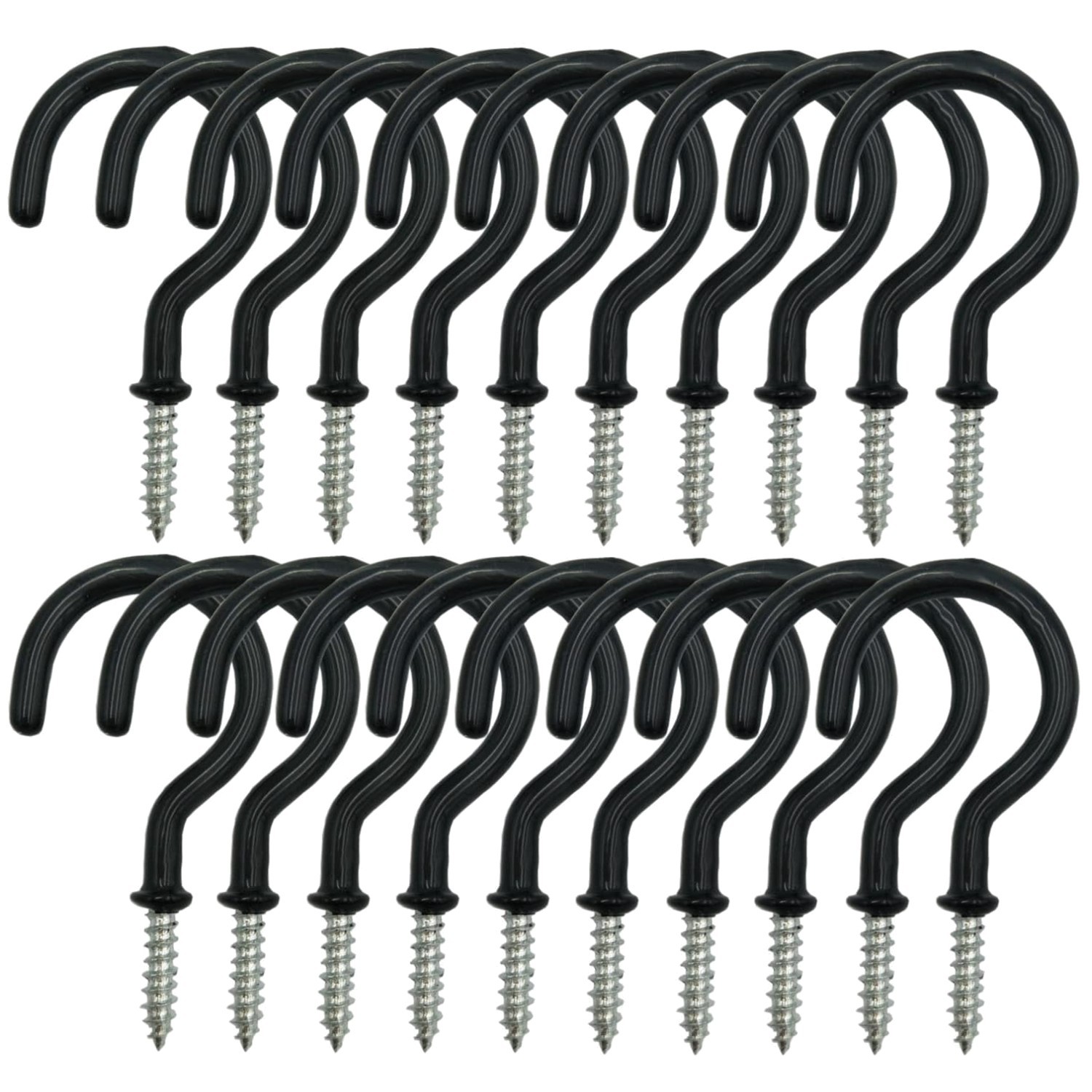 24PCS Screw Hooks Black 2.2" for Hanging Outdoor String Lights & Plants