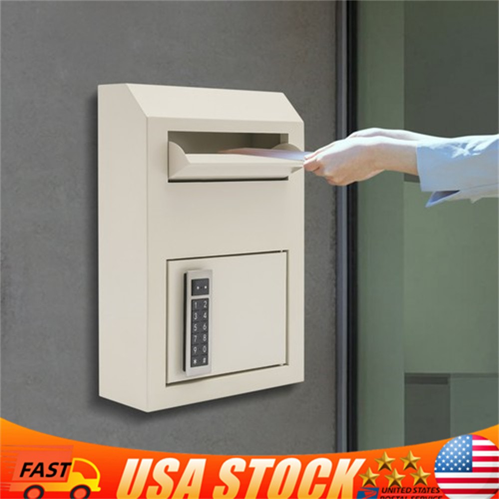 Wall Mount Mailbox, Steel Drop Slot Safe Outdoor Parcel Post Drop Box Mail Box