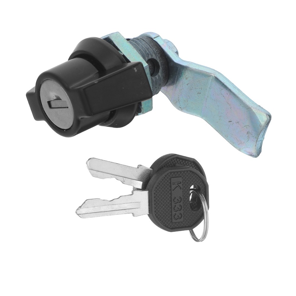1 Set T-Shape Handle Lock with Key Durable Zinc Alloy for Cabinet Door Black
