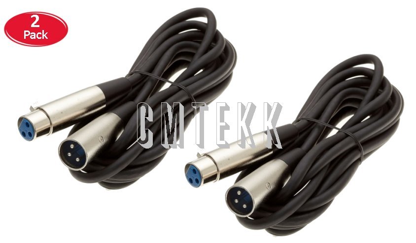 2x 25Ft XLR Shielded 3-Pin Male Female Mic Microphone Audio Extension Cord Cable