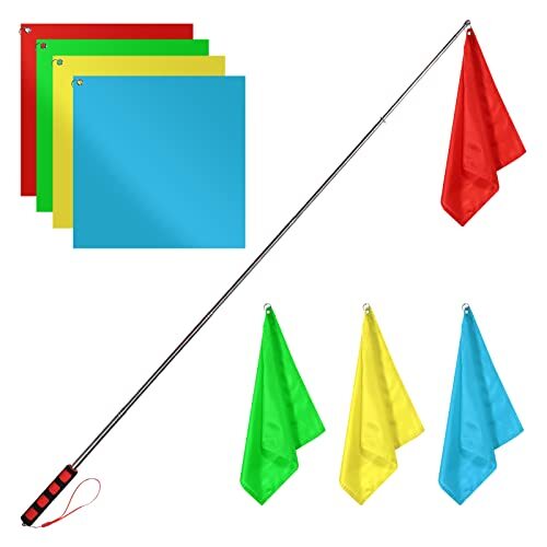 4pcs Horse Training Flag, 5.25 Feet Red Telescopic Flag Poles with