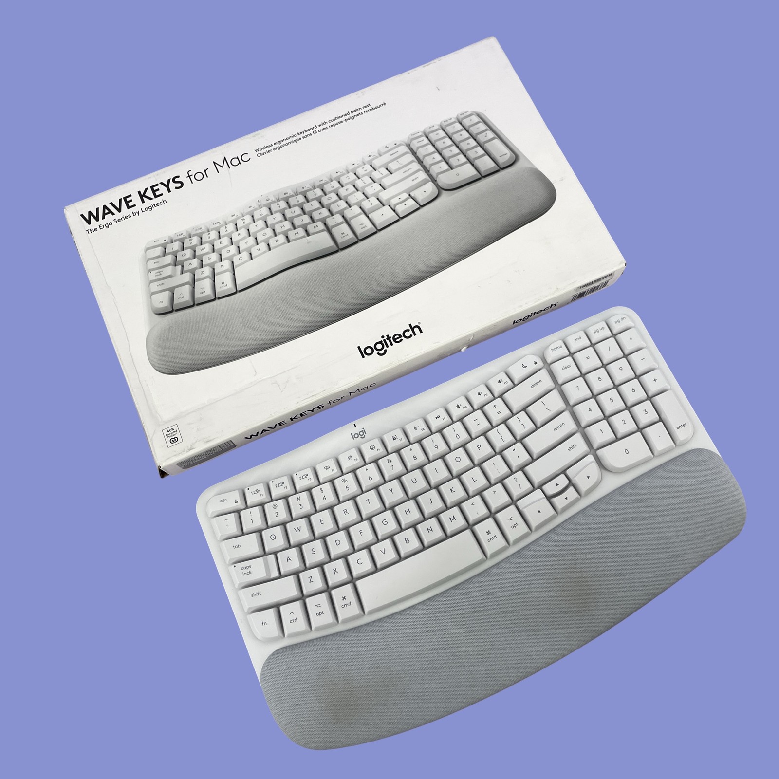 Logitech Wave Keys for Mac Wireless Ergonomic Keyboard Off White #ND1380
