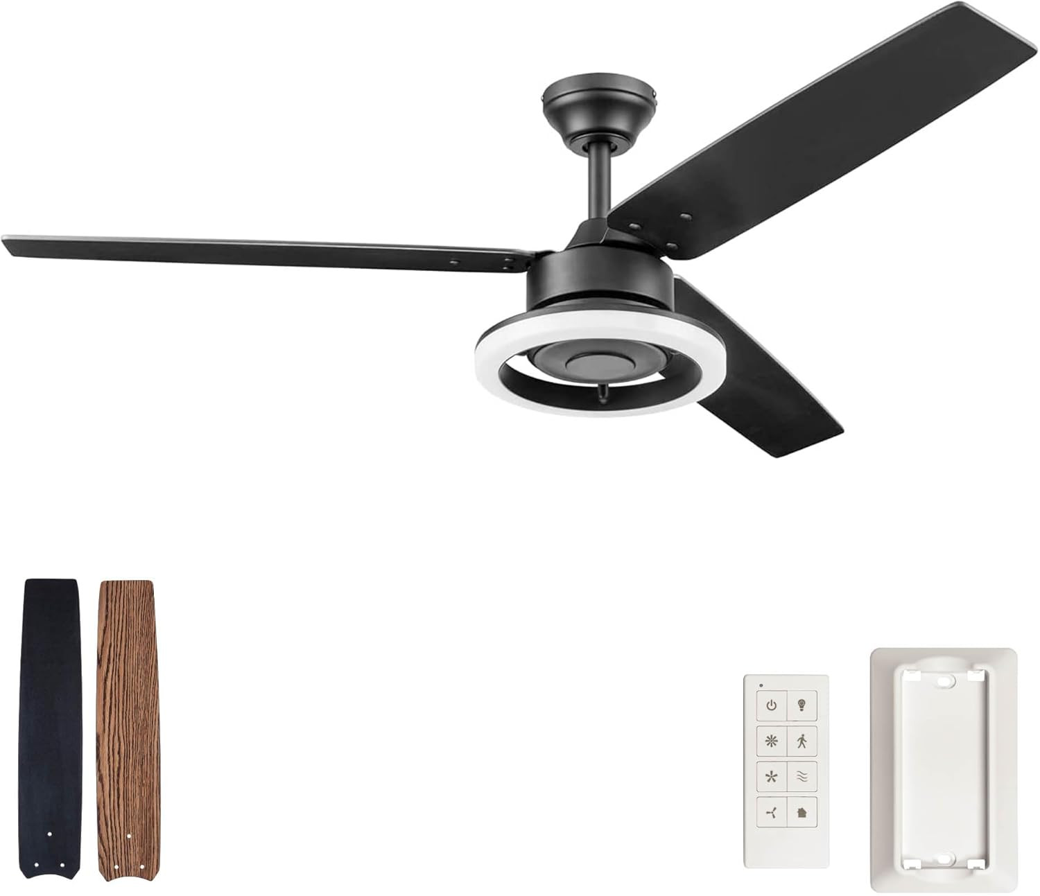 Orbis 52" Modern LED Ceiling Fan with Light & Remote - Matte Black Finish