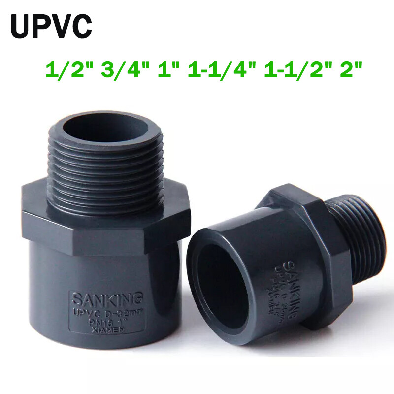 UPVC Pipe Fittings Male Thread Straight Connector Socket Couping BSP 1/2" - 2"