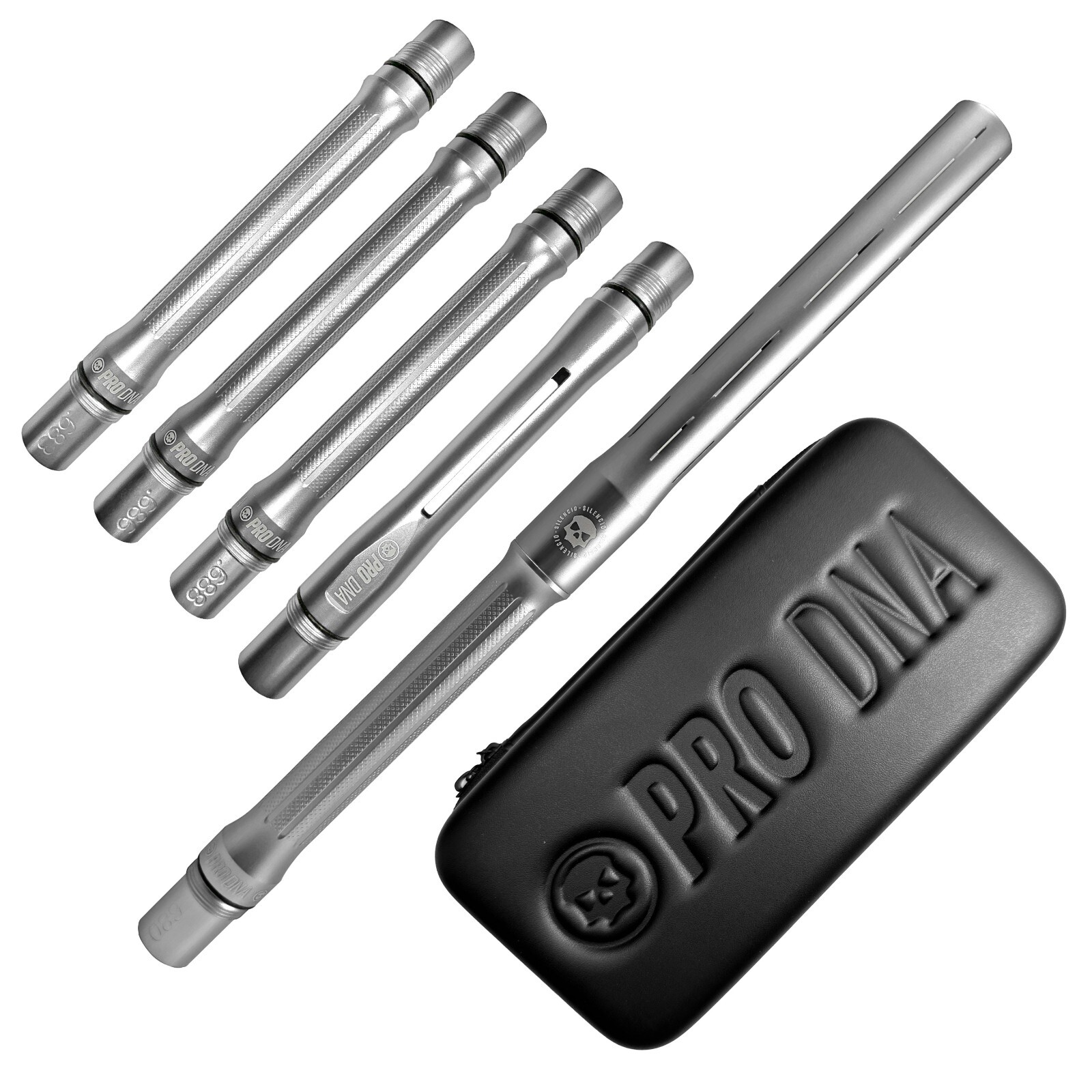 Infamous Paintball Pro DNA Silencio Barrel Kit - AutoCocker Thread Dust Silver