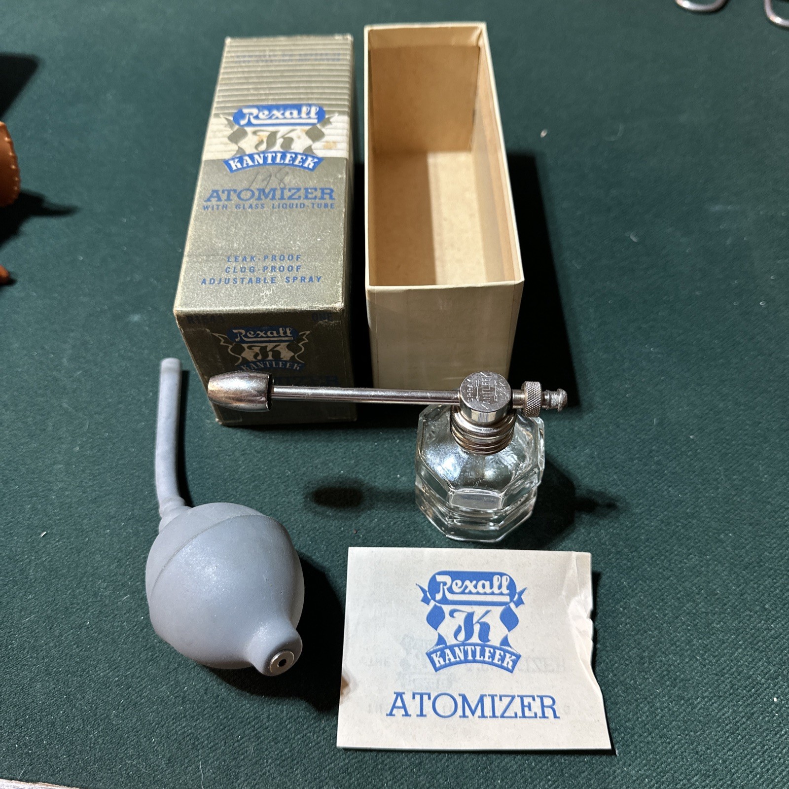 Vintage Atomizer Glass Liquid-Tube Rexall Kantleek Drug Company In Original Box