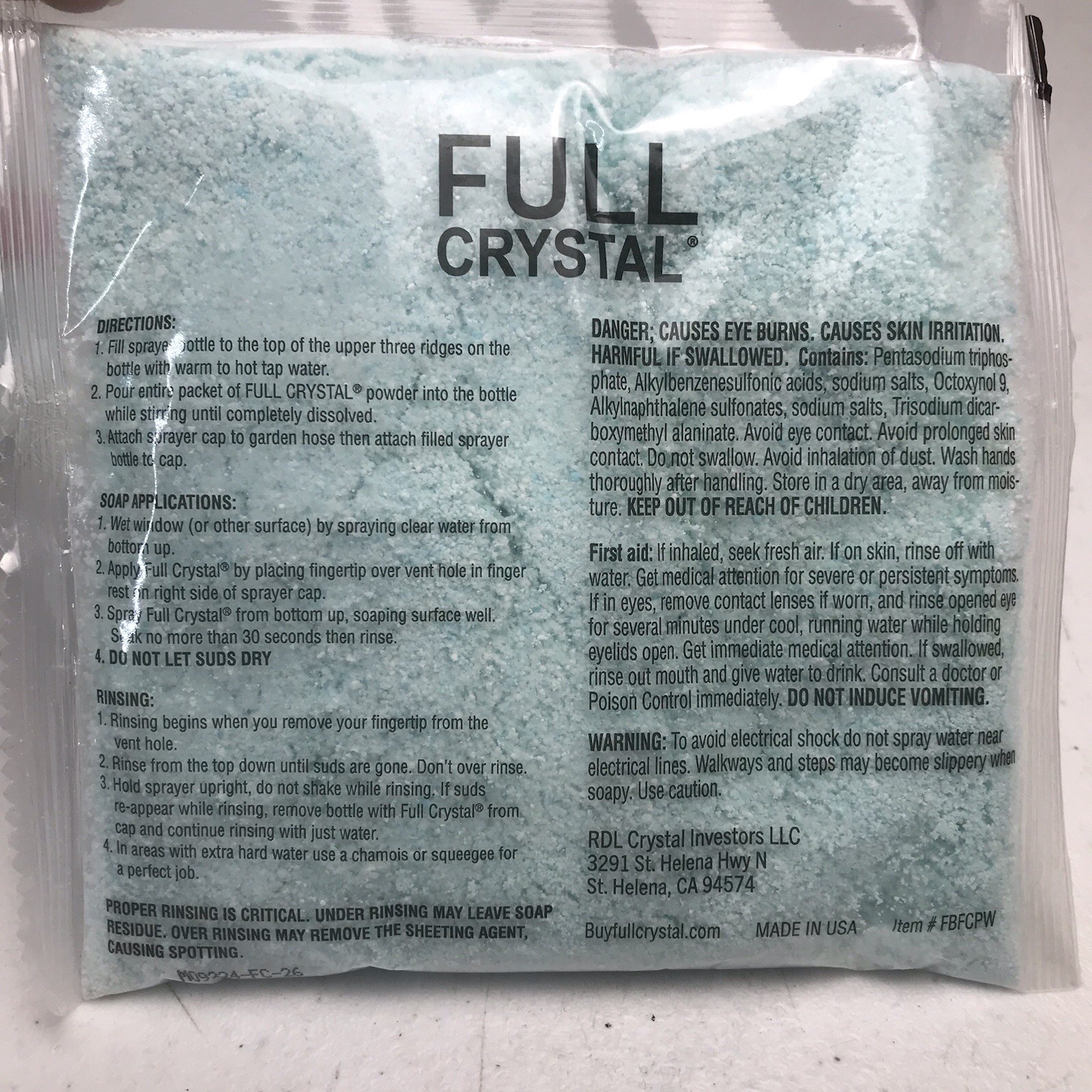 2 Full Crystal Window Cleaner 4 Oz Refill Packs