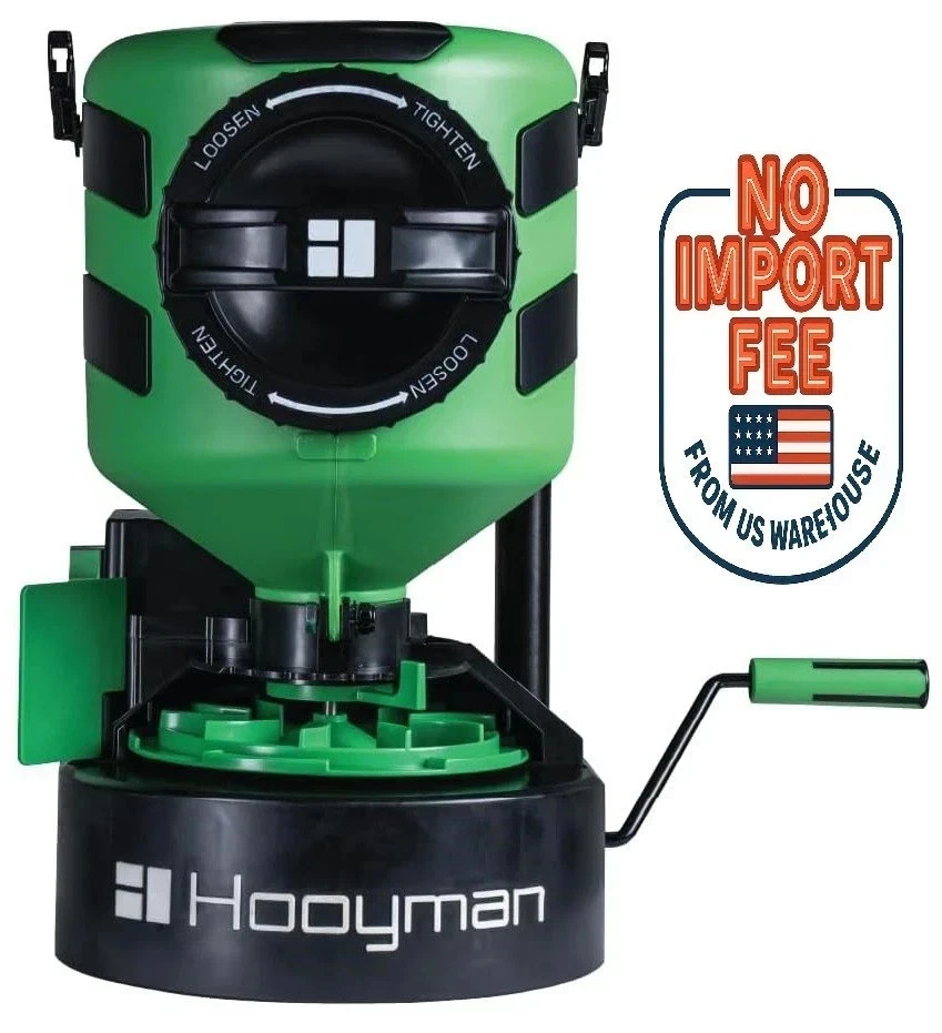 Hooyman Manual Spreader with 35lb Hopper, Detaching Harness 10-20ft Throw Radius