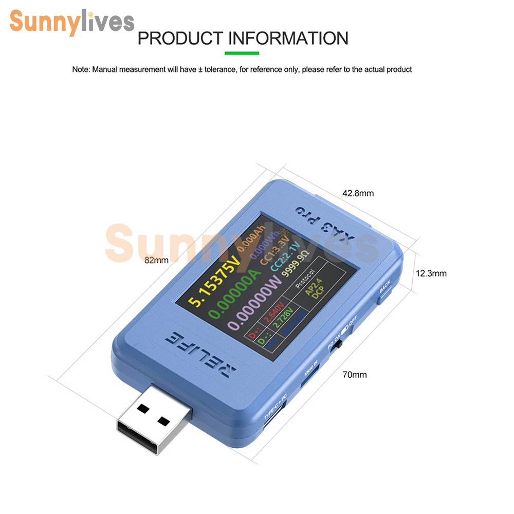 XA3 Pro LCD Digital Voltage Current USB Power Meter Protocol Auto Identification