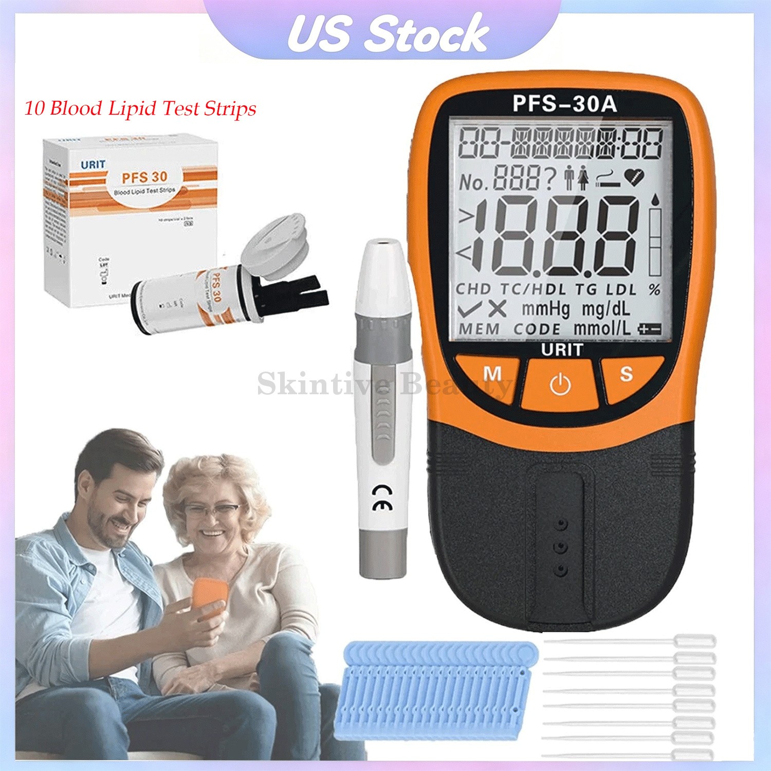 5-in-1 Home Cholesterol Test Kit Blood Lipid Triglycerides Monitor Fast Results