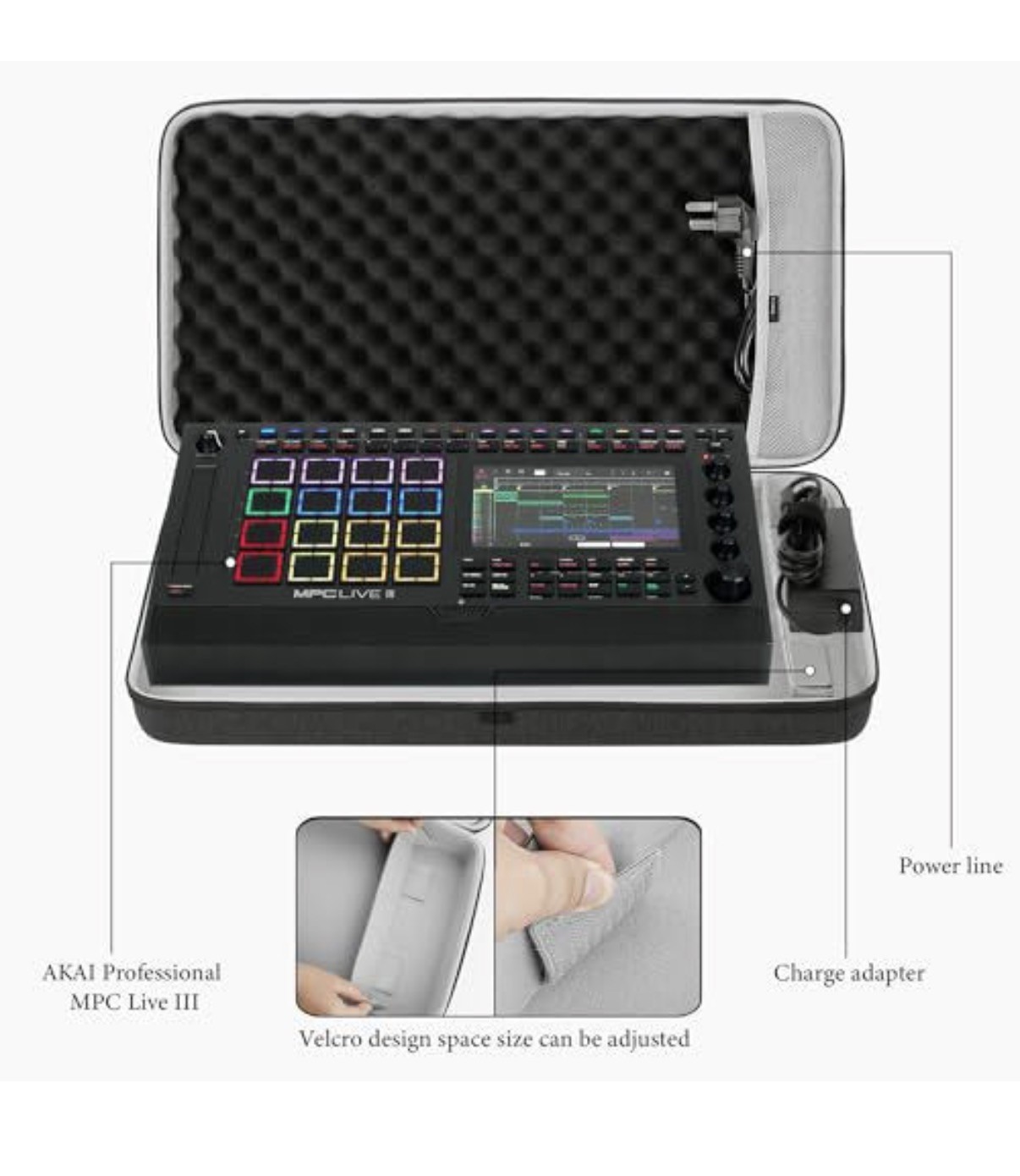 Professional Hard Case for Akai MPC Live III with Custom Foam and Handle