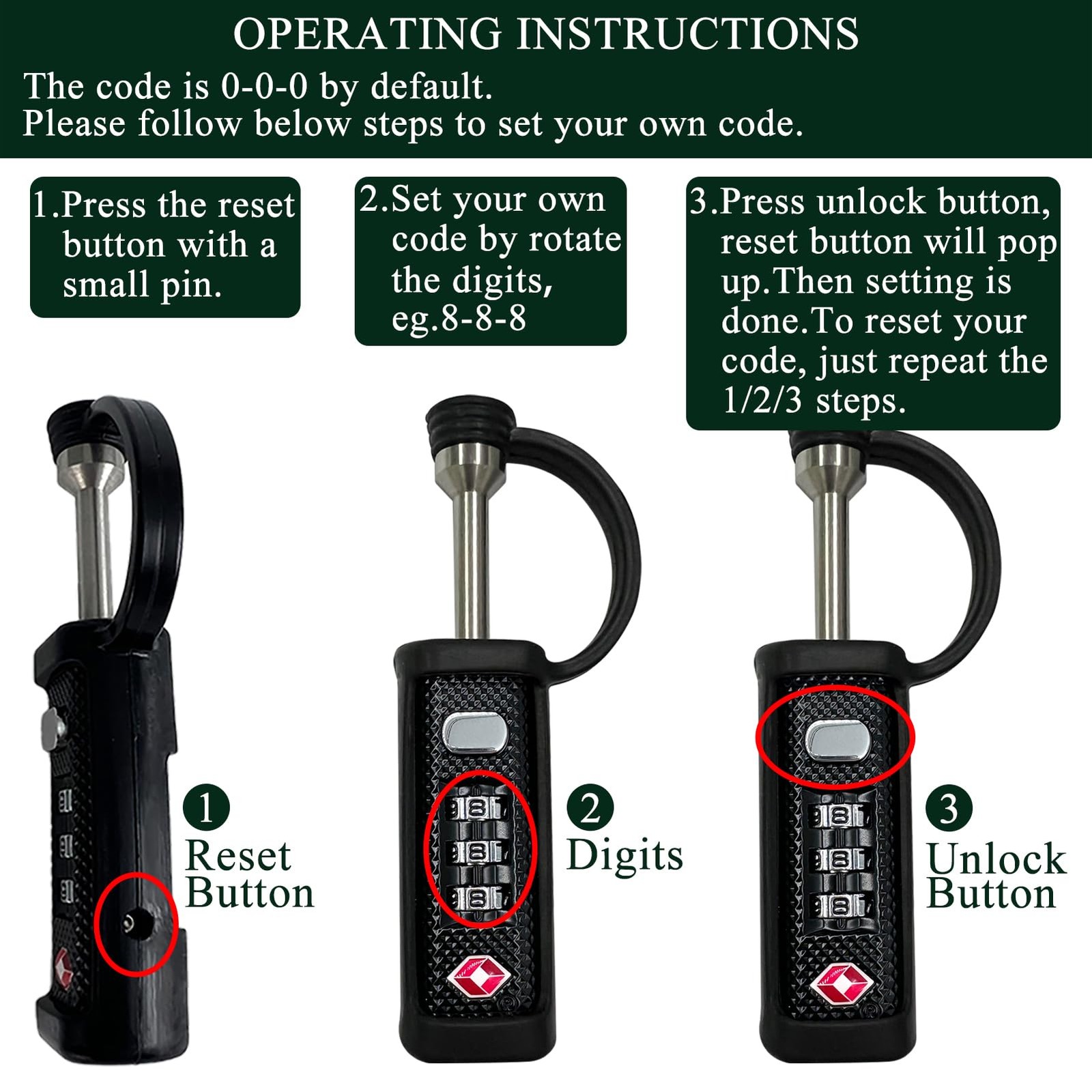 Lafenlin 4-Pack Tsa-Approved Gun Case Locks For Secure Firearm Transport