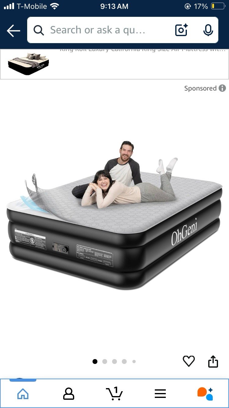 King Size Luxury Blowup Bed 84x72x18in
