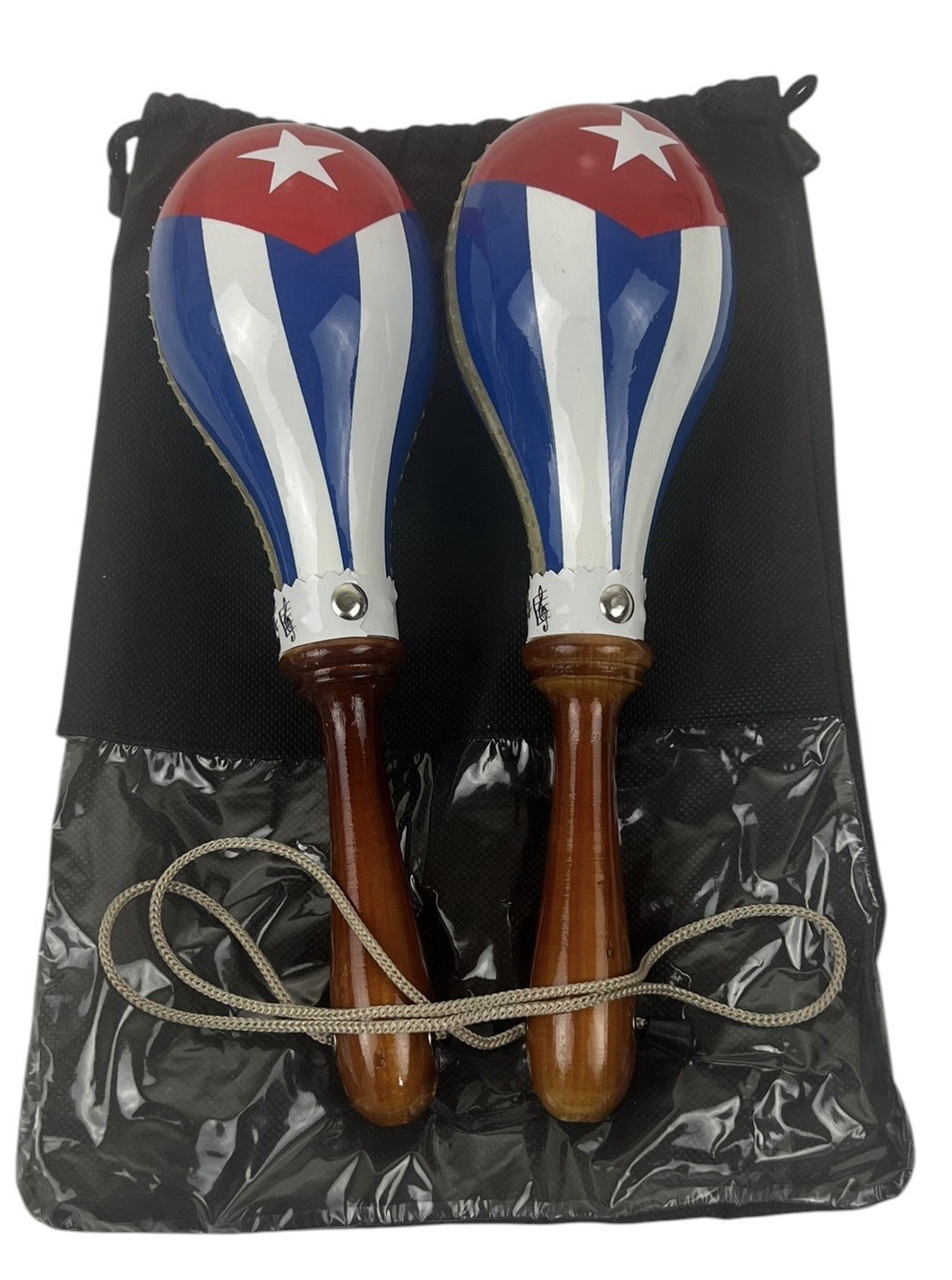 Professional Maracas Leather w/Flag Of Cuba,  Carry Bag Included. Salsa Model