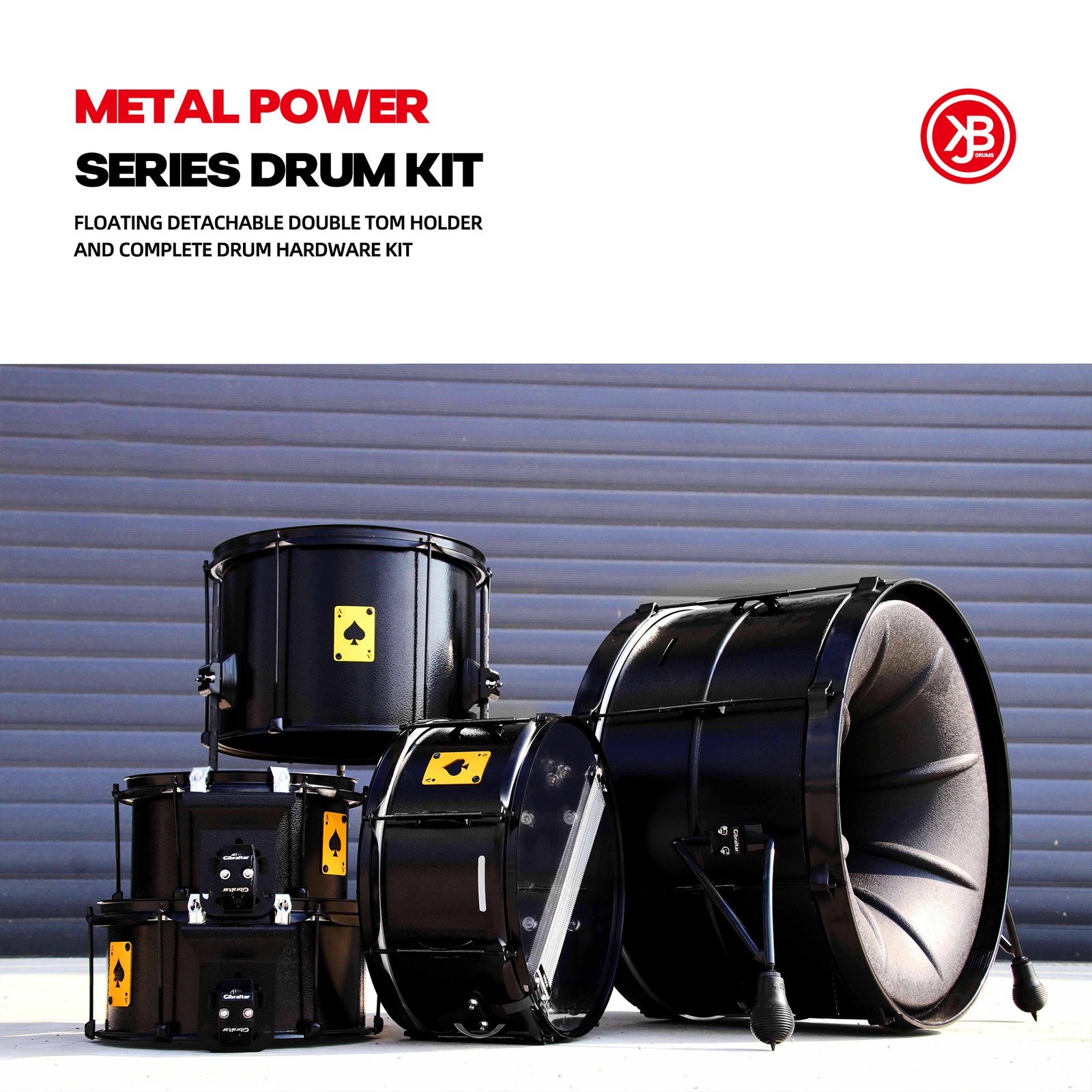 Beatello 5-Piece Metal Drum Shell Pack with 20” Bass Tom Drum No Hardware