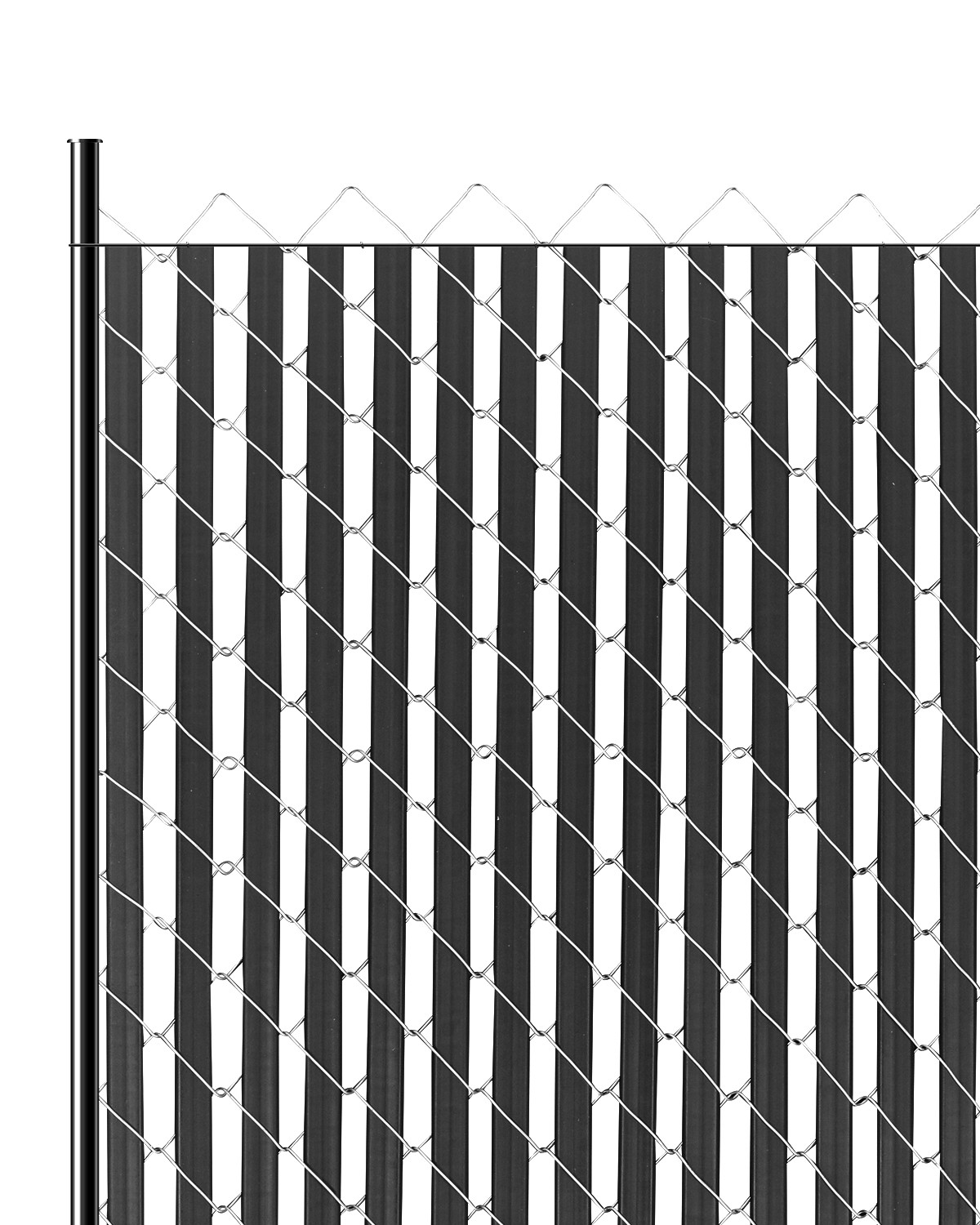 Chain Link Fence Privacy Slats Double-Wall for 6' High Fence Bottom Lock Black