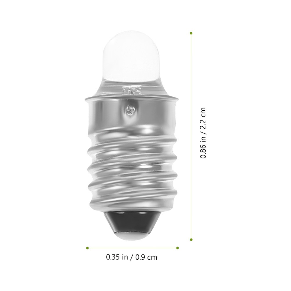 2Pcs Small LED Flashlight Bulbs Replacement Durable Metal Glass Silver Color