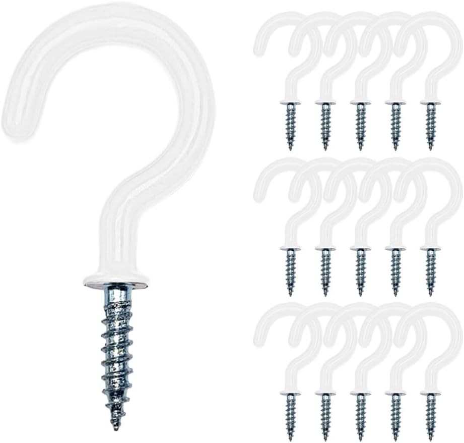 16PCS Ceiling Hooks for Hanging Plants and Cup,Screw in Hooks with Vinyl Coating