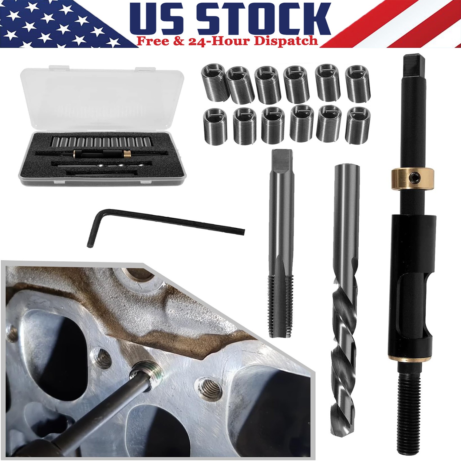 35119S M11 x 1.5 Head Bolt Thread Repair Kit Fits for Toyota Cadillac Honda