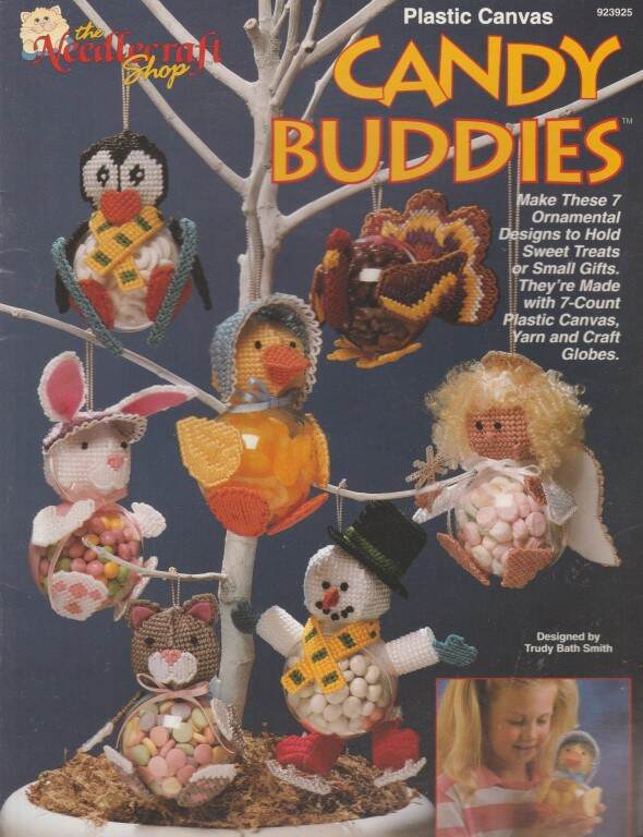 PLASTIC CANVAS CANDY BUDDIES 7 SUPER CUTE ORNAMENTAL DESIGNS