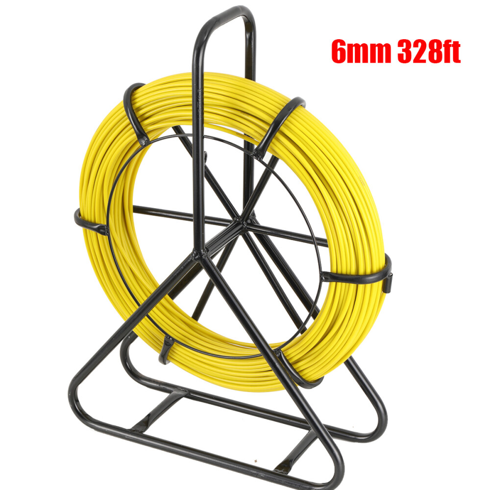 Fish Tape Wire Puller Fiberglass 6mm 328ft Reel Wire Cable Running Duct Rodder
