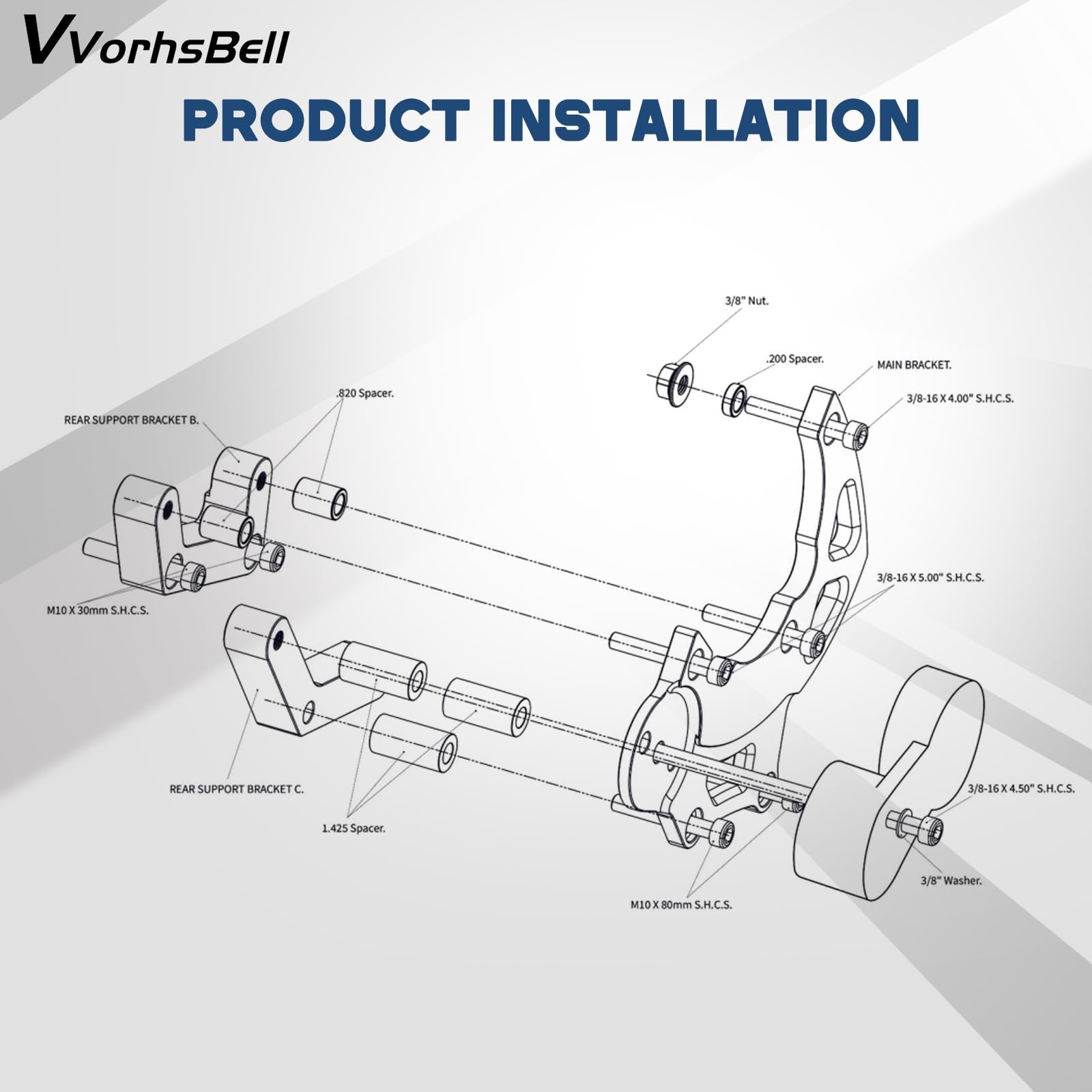VVORHSBELL LS Swap R4 AC Compressor Bracket Kit, Silver
