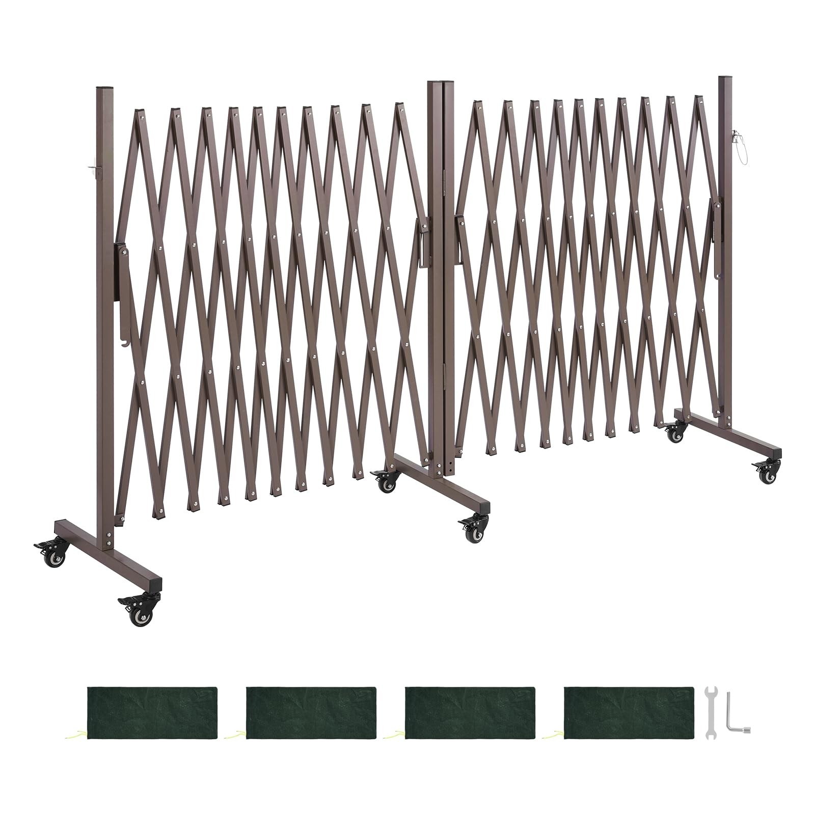Expandable Safety Barrier 27FT, Rotatable Mobile Barricade with Locking Casters,