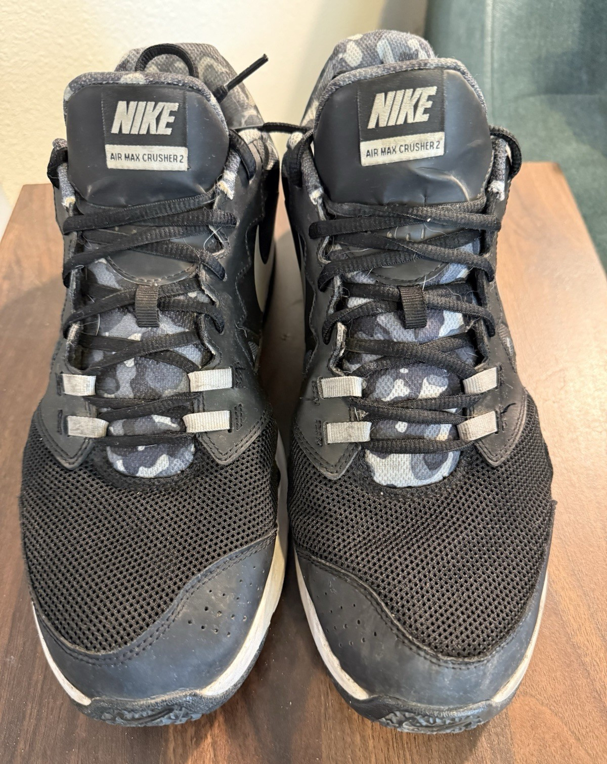 Nike Air Max Crusher 2 Black Gray White Camo Mesh Low Top Men's Sneakers
