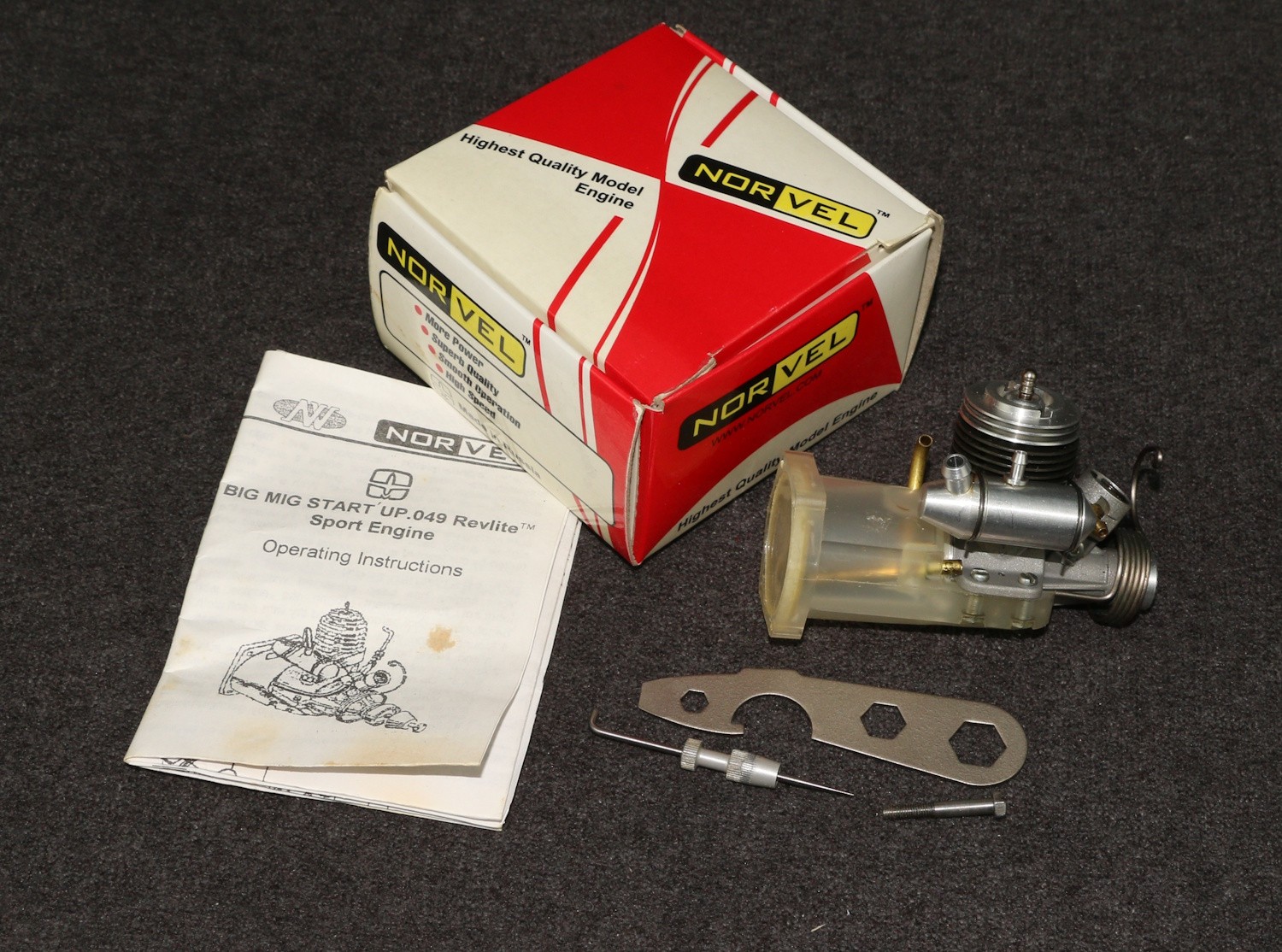 RC Model Plane Engine Norvel Big Mig .074 Revlite Sport Control Line MIB