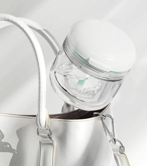 Retainer Case, Denture Bath Box with Strainer Basket, Mouth Guard Case, White