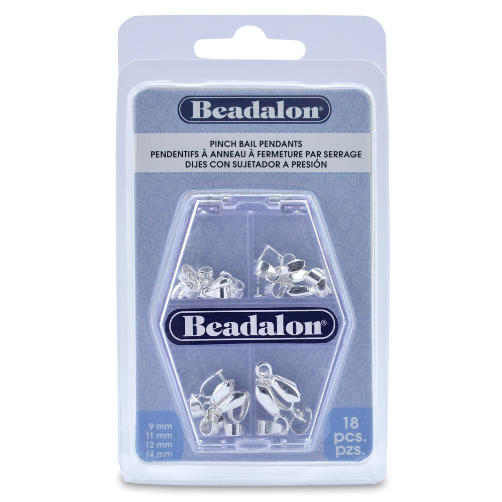 Beadalon® Pinch Bails Variety Pack Silver Plated 18 pieces * Different Sizes