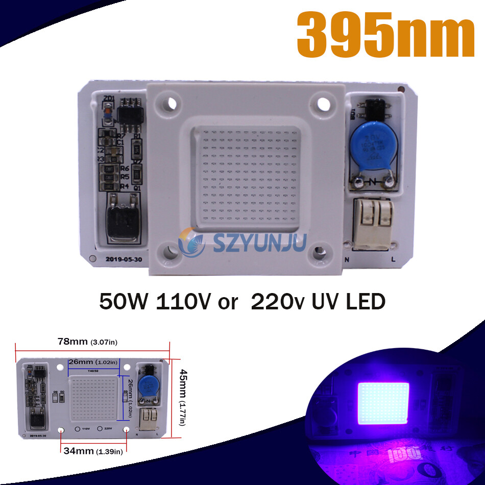 50W UV 395nm 110V 220V High Power led chip built-in driver  Ultra viole LED