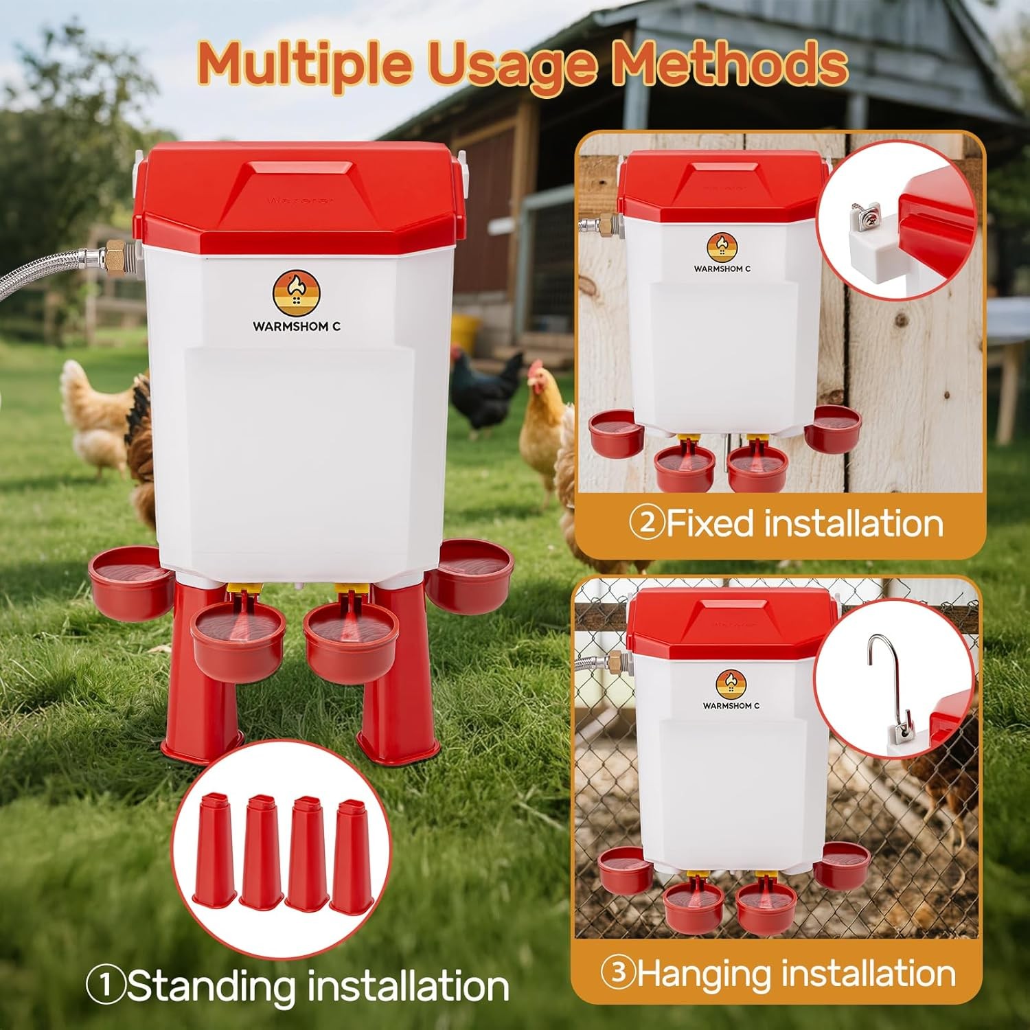 Automatic Chicken Waterer,Float-Controlled Large Watering System with Stainless