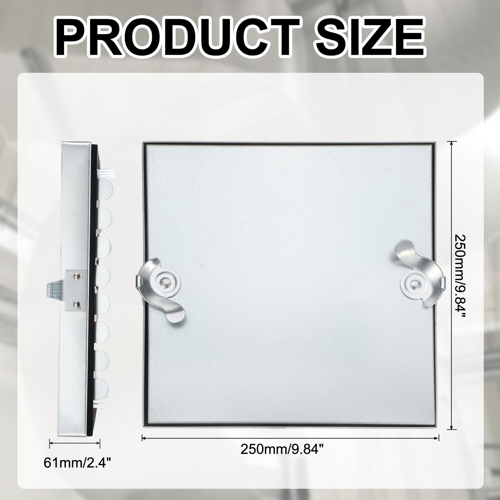 10x10" Galvanized Steel Access Panel with 2 Clasp Lock for Plumbing, Silver Tone