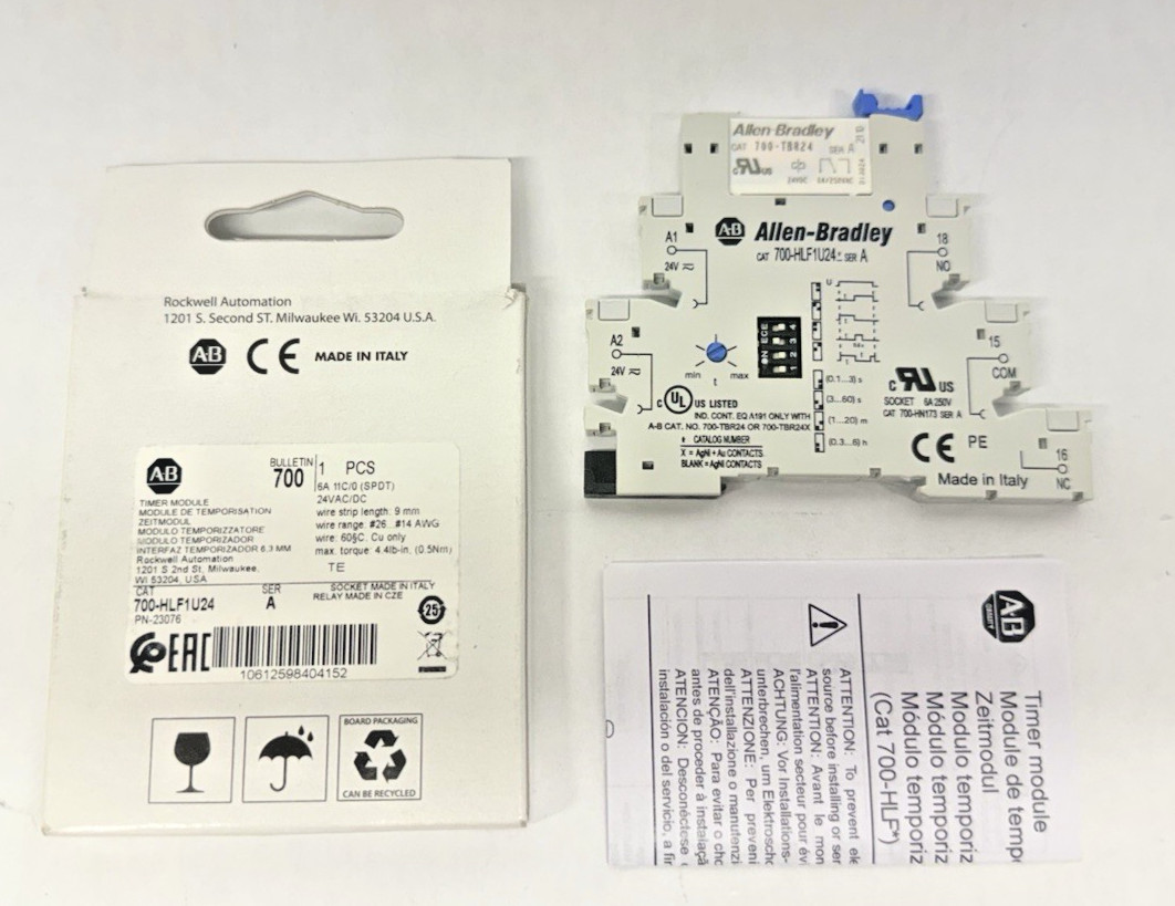 NEW AB Allen Bradley 700-HLF1U24 Timer Module Terminal Block 24V AC/DC, 23076