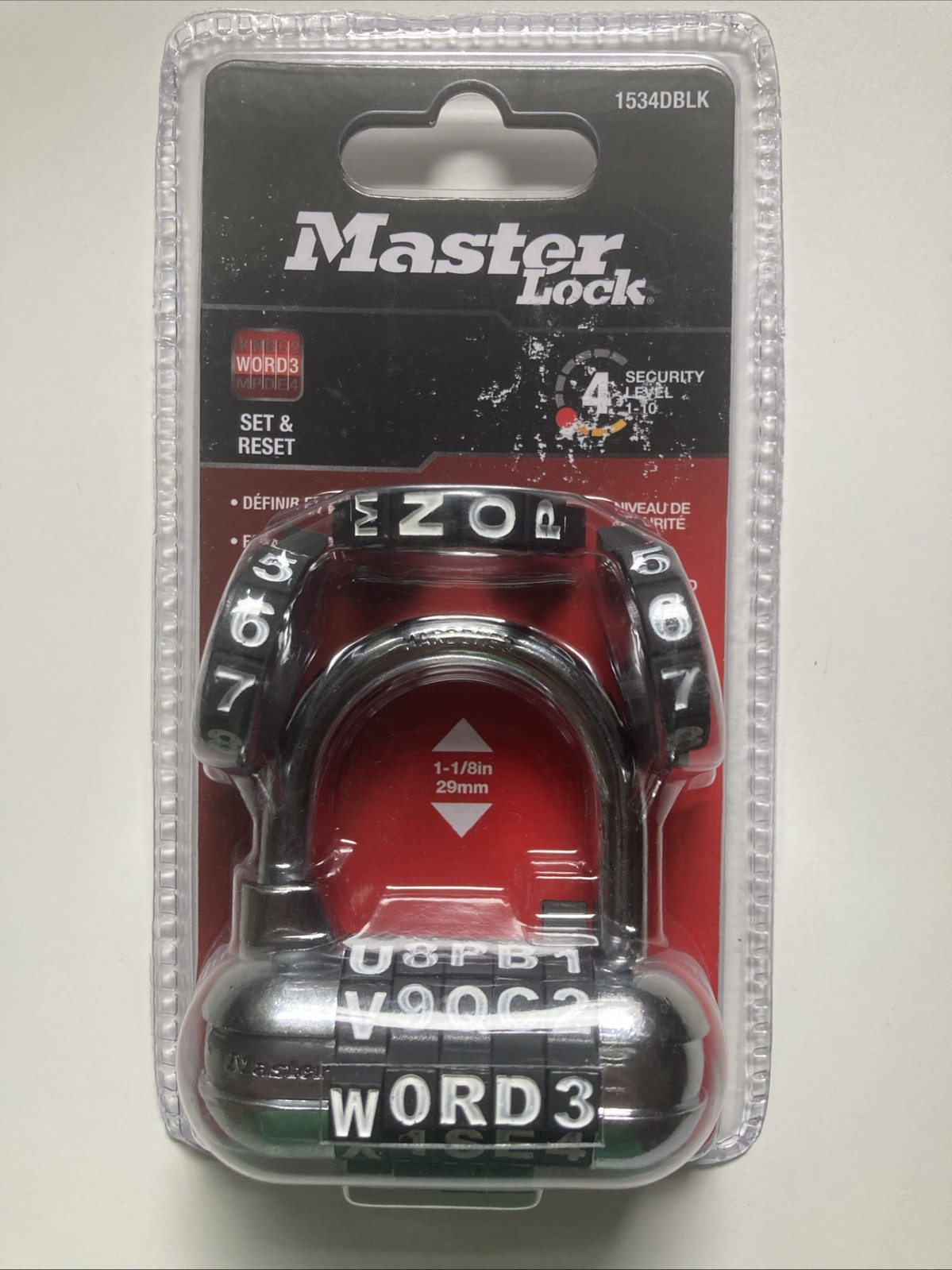 Master Lock 1534DBLK Word Combination Padlock 2.5 in Black Resettable ~FREE SHIP
