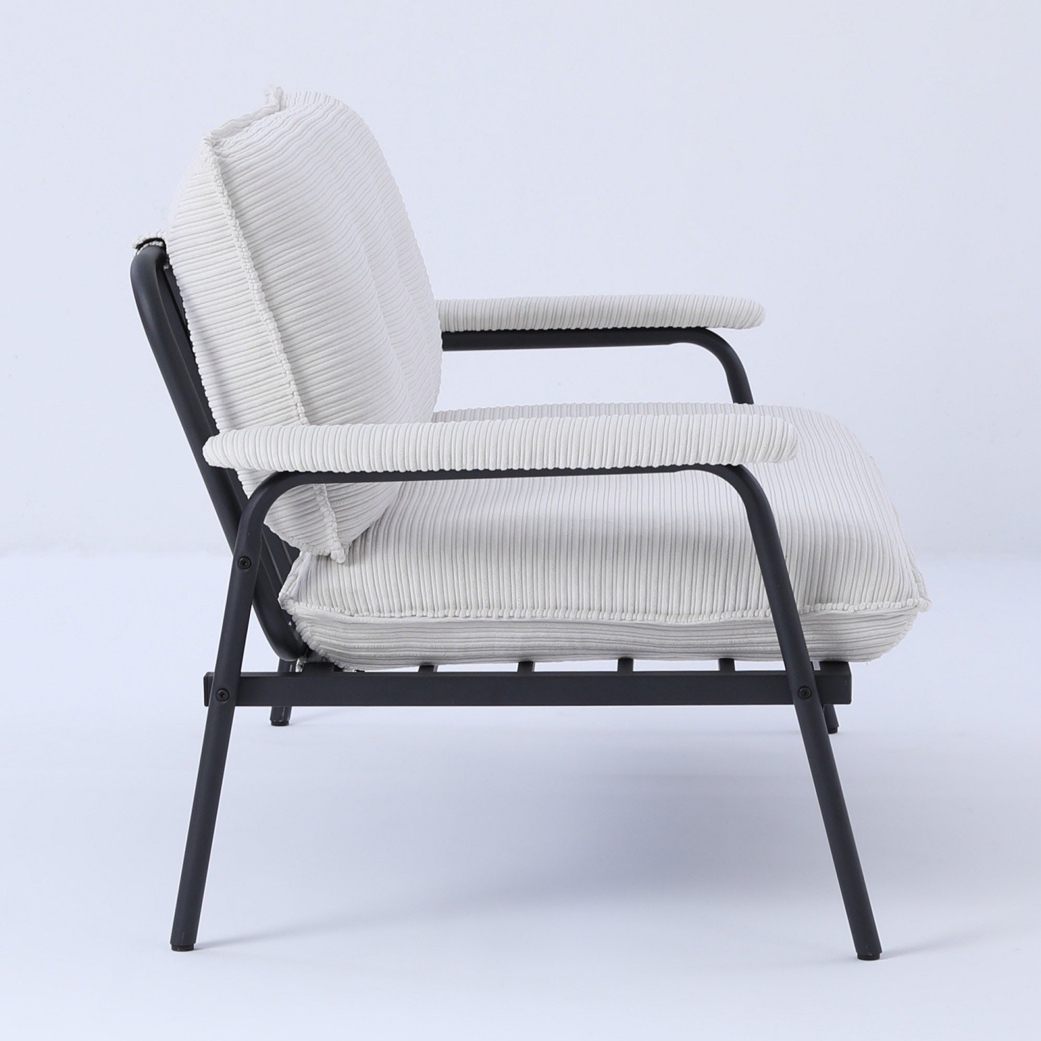 Modern Loveseat Sofa Couch 2 Seater Upholstered Sofa Couch w/ Black Metal Frame