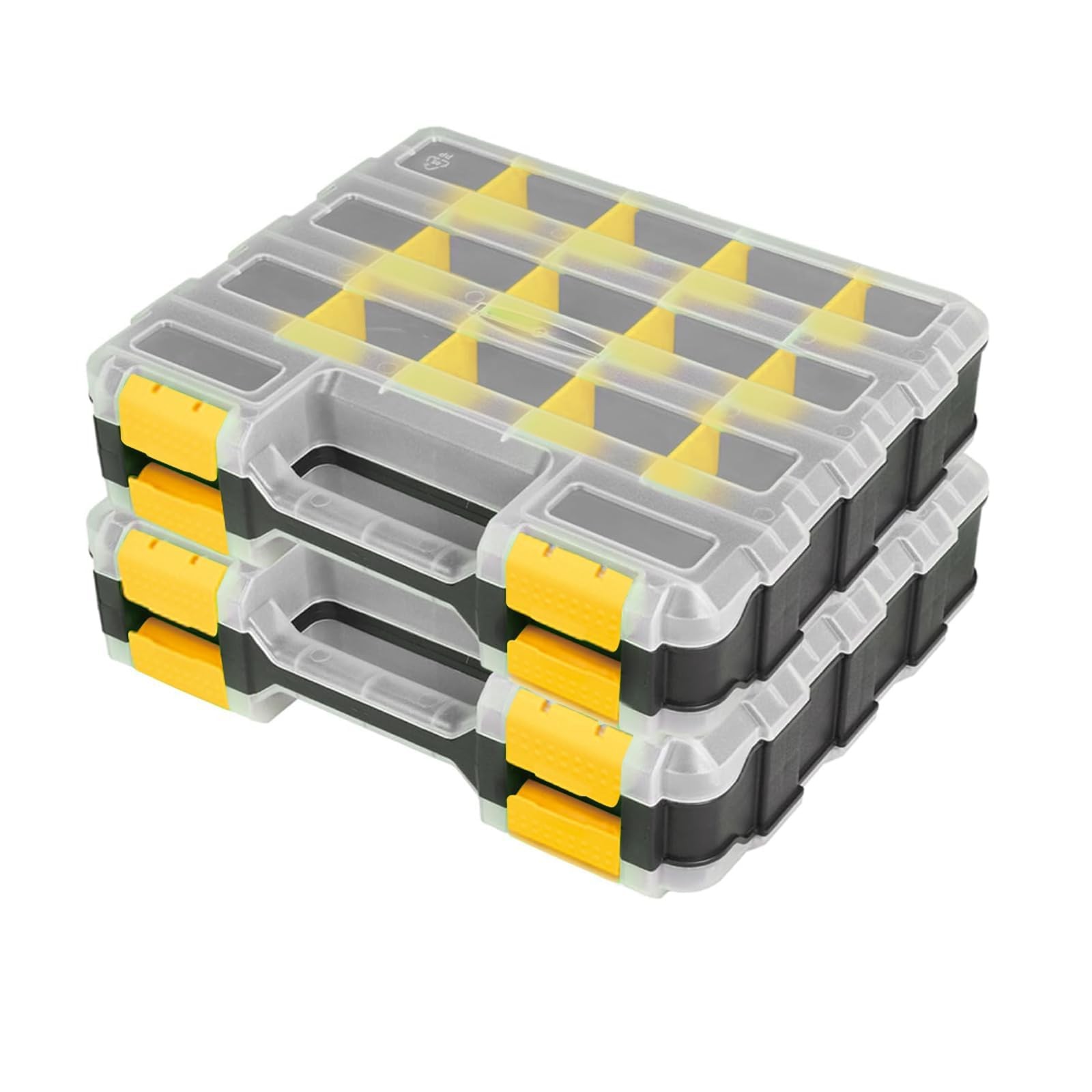 AIDY-PRO Hardware Organizer Box 34 Compartments Small Parts 2 PACK, Yellow