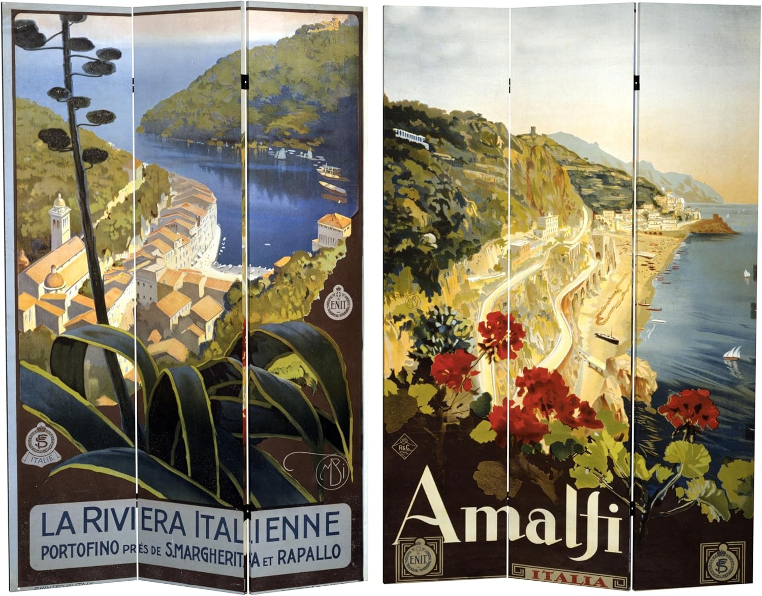 6 ft. Tall Double Sided Amalfi/Riviera Canvas Room Divider