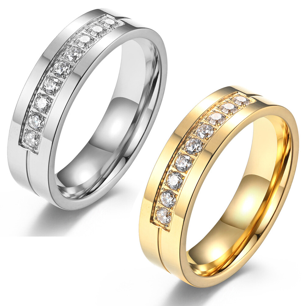 Men Women Stainless Steel Promise Wedding Engagement Band Ring Gift for Girl Boy