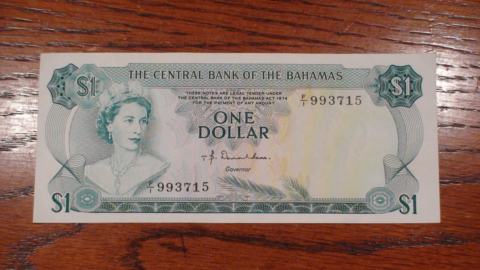 1968 One Dollar BAHAMAS MONETARY AUTHORITY CRISP UNCIRCULATED Note $1 Bill
