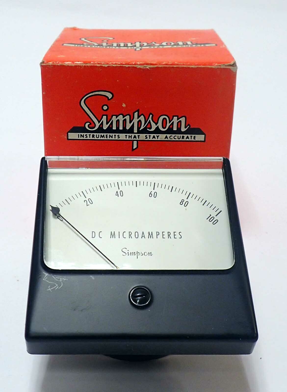 SIMPSON SSC 3.5" 1327 WIDE-VUE ANALOG PANEL METER 0-100 DC MICROAMPS UNUSED