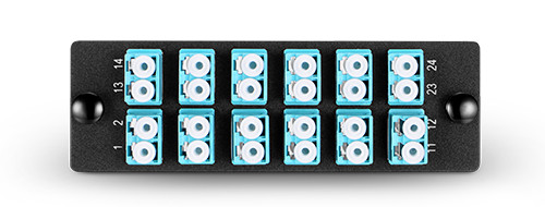 Fiber Adapter Panel with 12 LC Duplex 10G OM3/OM4 Multimode Adapters(Aqua) -0617