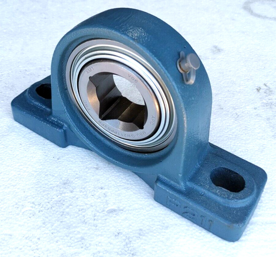 Premium 1-1/2" Square Bore G W211PPB3 Disc Bearing 2-Bolt Pillow Block Flat Base