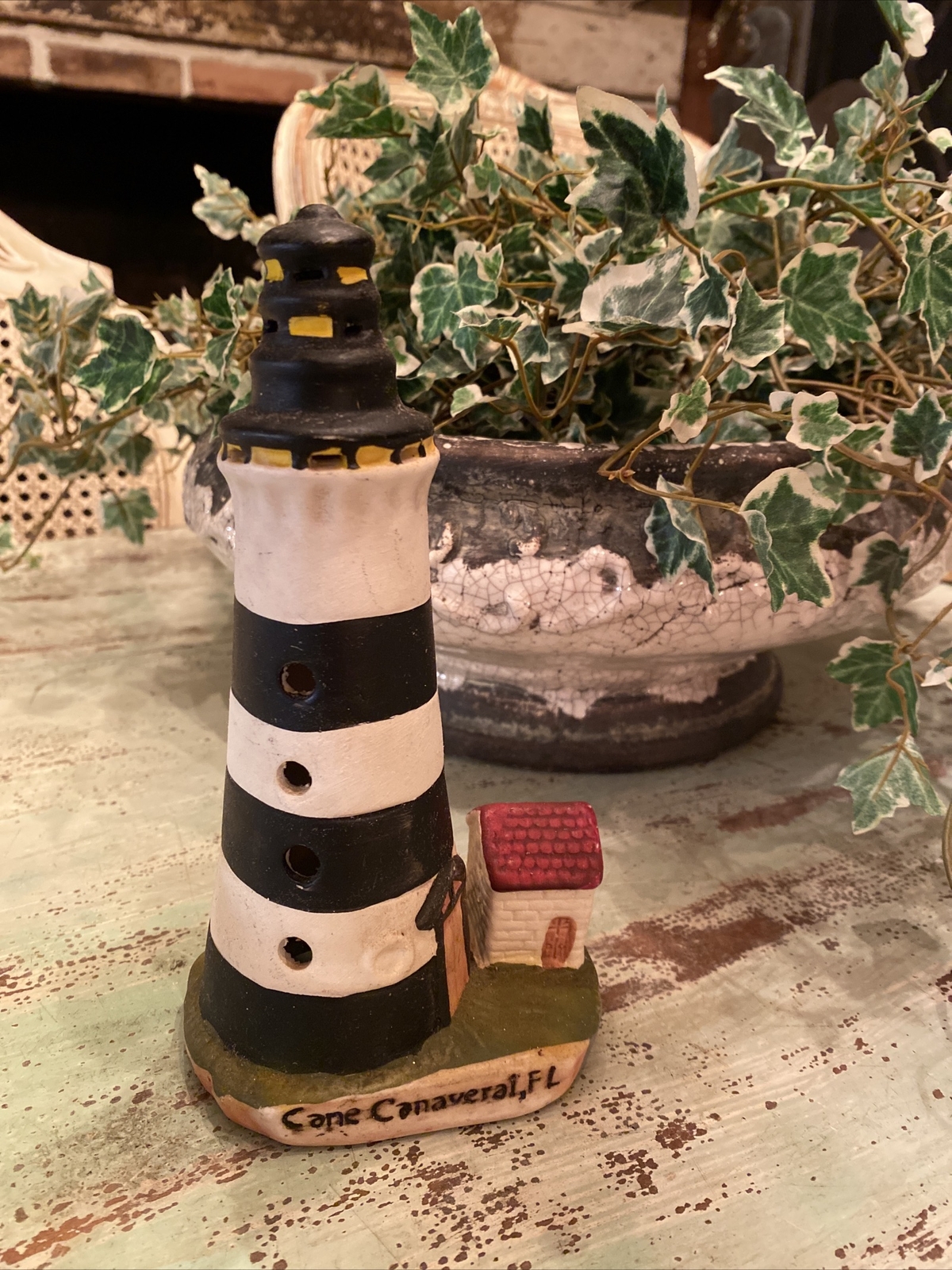 6.5” PORCELAIN LIGHTHOUSE ACCENT NIGHTLIGHT LAMP CAPE Canaveral Florida