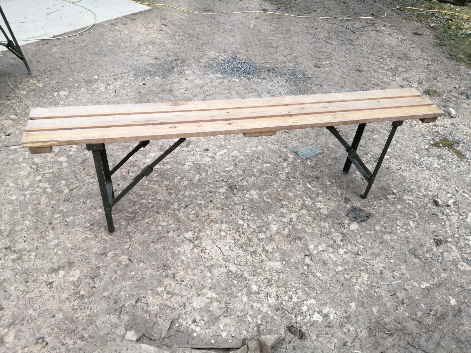British Army Wooden Trestle Folding Bench Military School Event Surplus