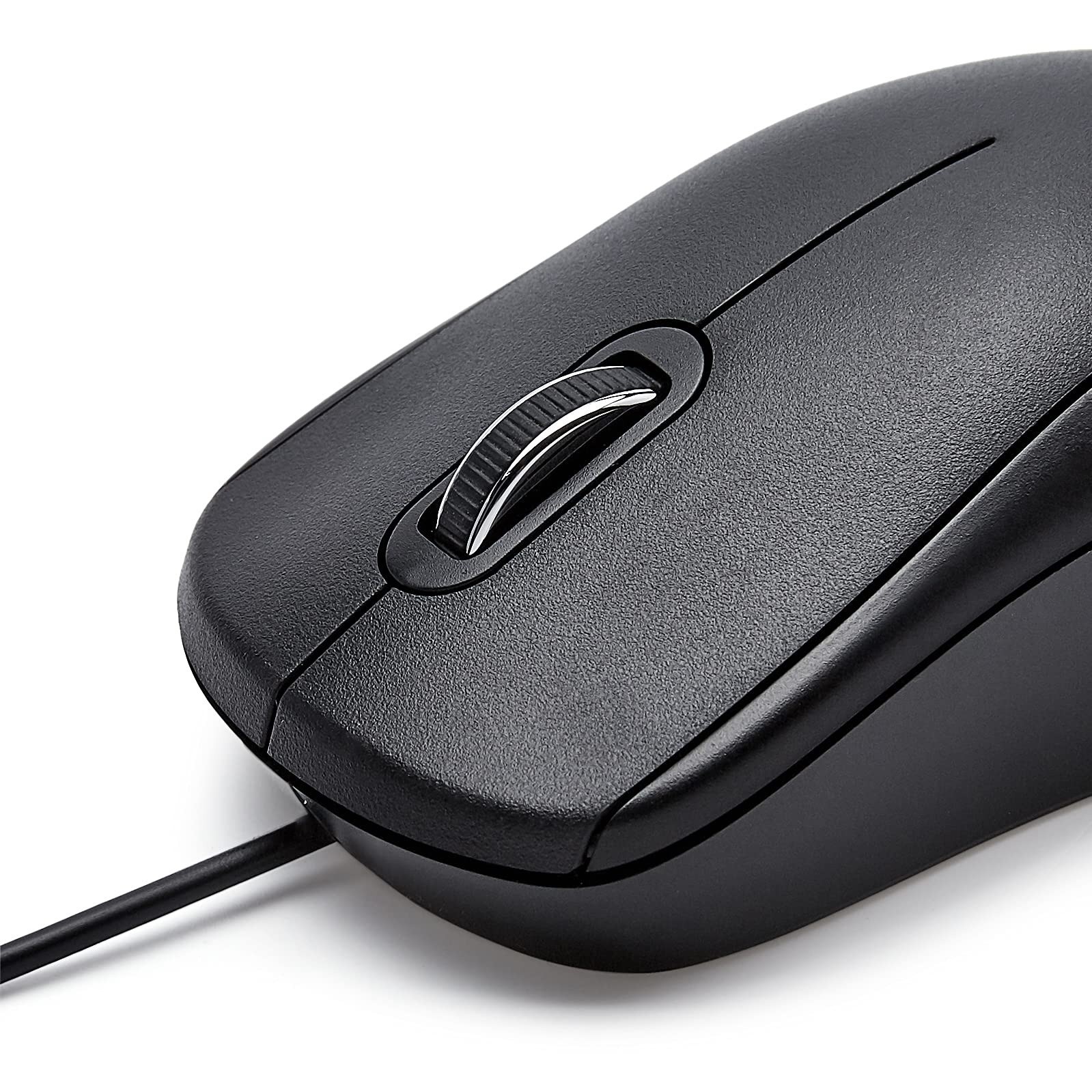 Amazon Basics 3-Button USB Wired Mouse, 1000 DPI, Ergonomic Grip, Black