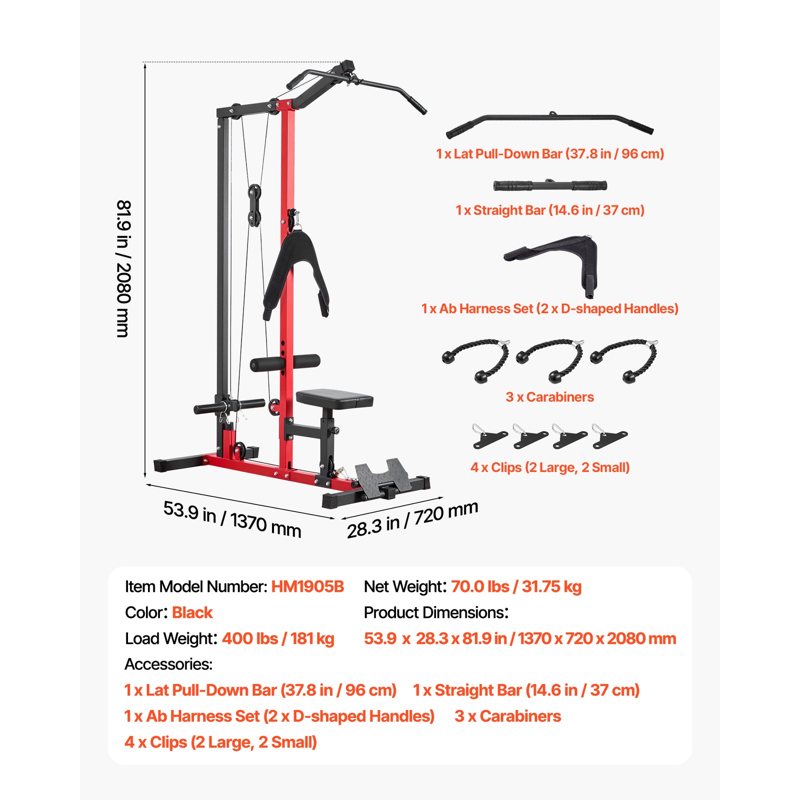 Uimoso 3-in-1 LAT Pull Down Machine with Adjustable Seat and Versatile Design