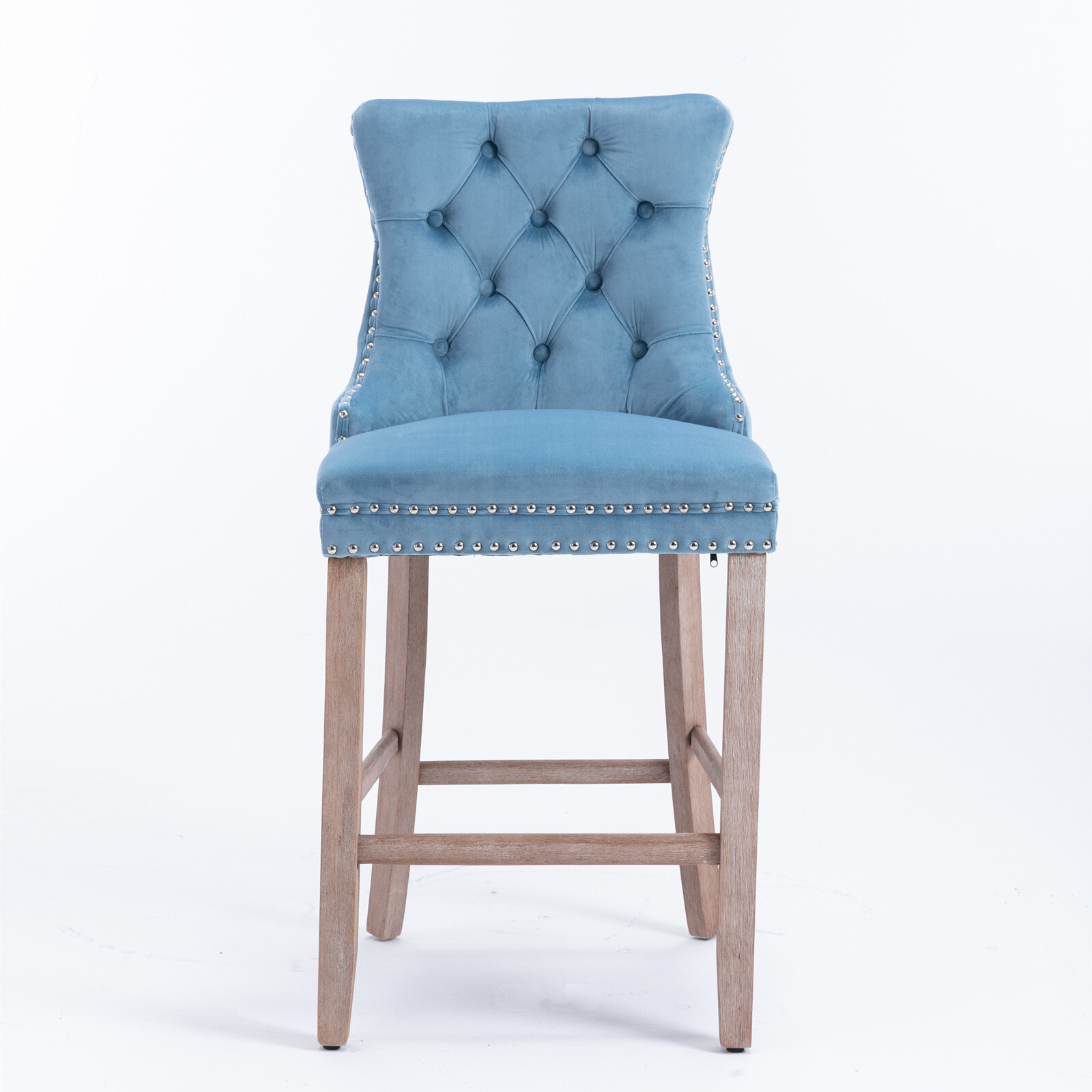 2 Set Velvet Barstools Kitchen Counter Pub Bar Stools Chairs Button Tufted Blue